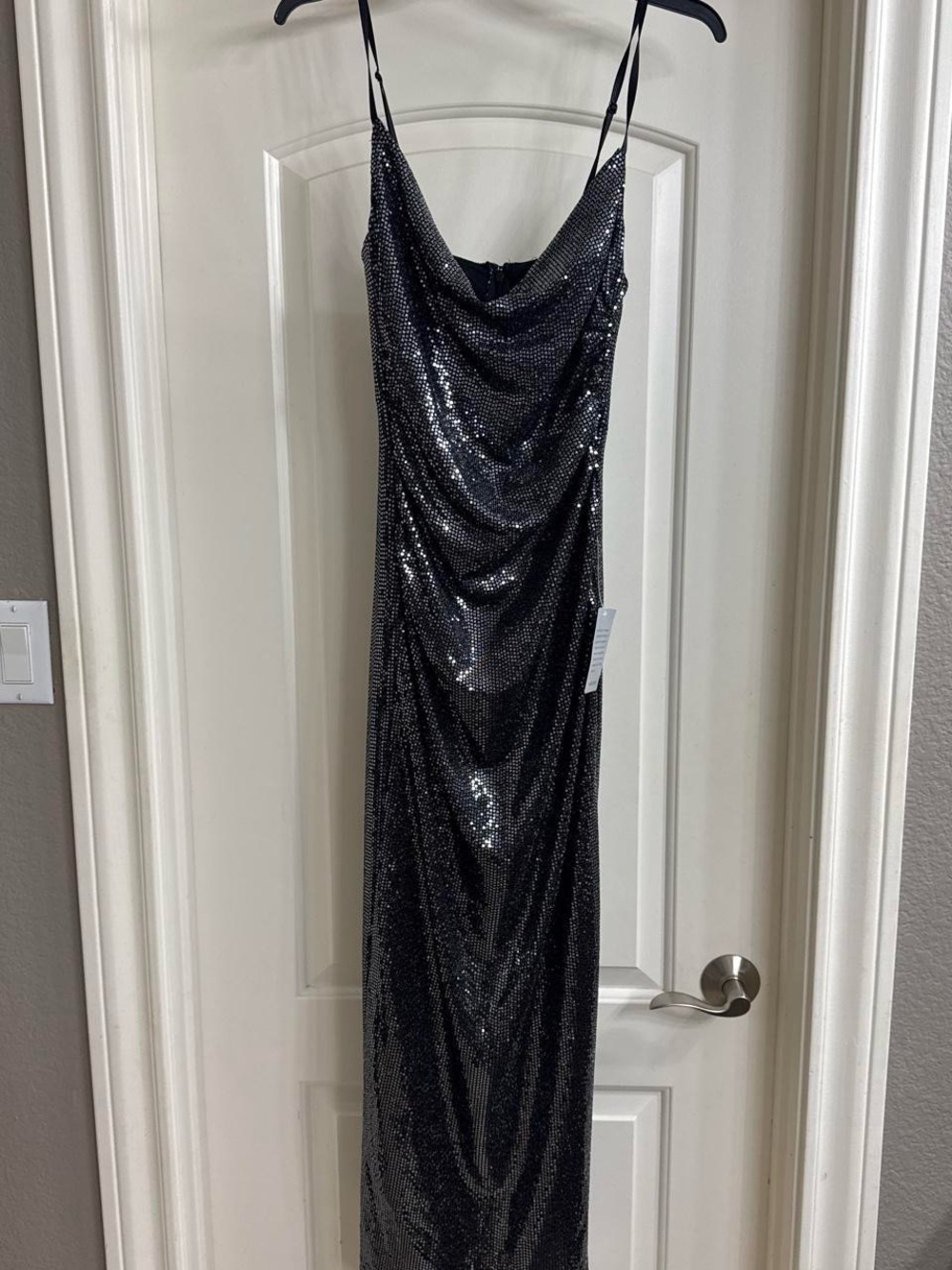 Lulu's Black Sequin Cowl Neck Maxi Dress